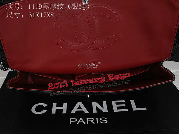 Chanel Classic Flap Bag 1119 Black Cannage Pattern Leather Silver Chanel Classic Flap Bag 1119 Black Cannage Pattern Leather Silver