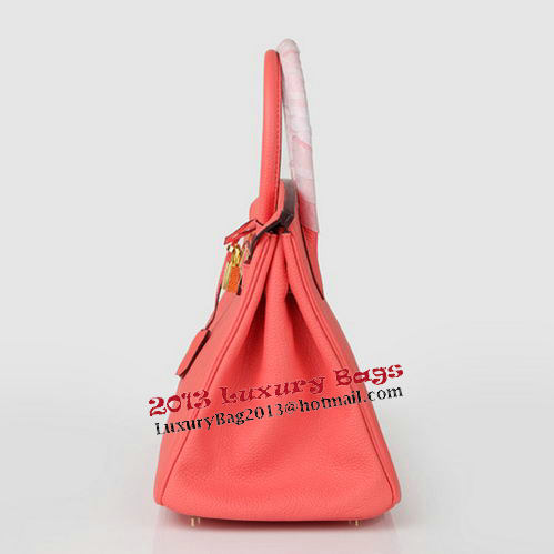 Hermes Birkin 30CM Tote Bag Light Red Original Leather H30 Gold Hermes Birkin 30CM Tote Bag Light Red Original Leather H30 Gold