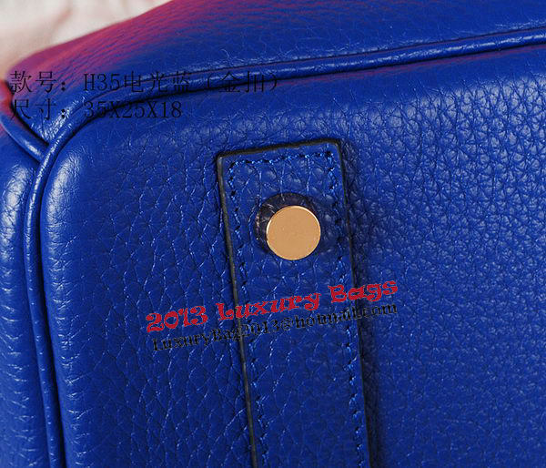 Hermes Birkin 35CM Tote Bag Blue Original Grainy Leather H35 Gold