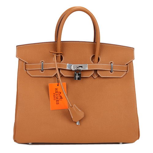 Hermes Birkin 35CM Tote Bag Camel Original Leather H35 Silver