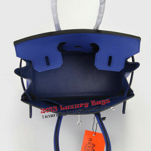 Hermes Birkin 25CM Tote Bags Blue Original Leather Silver Hermes Birkin 25CM Tote Bags Blue Original Leather Silver