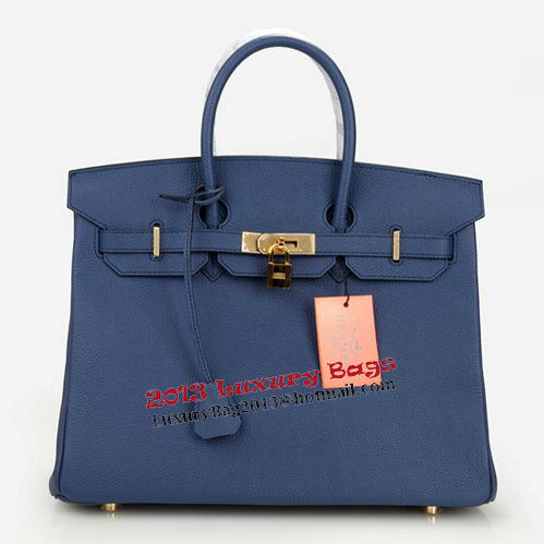 Hermes Birkin 35CM Tote Bag Dark Blue Original Leather H35 Gold Hermes Birkin 35CM Tote Bag Dark Blue Original Leather H35 Gold