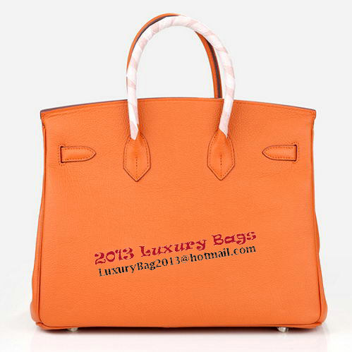 Hermes Birkin 35CM Tote Bag Orange Original Leather H35 Silver Hermes Birkin 35CM Tote Bag Orange Original Leather H35 Silver