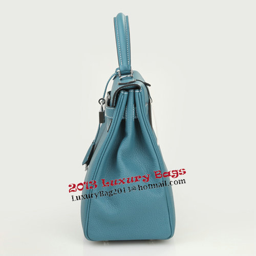 Hermes Kelly 32cm Shoulder Bag Light Blue Original Leather K32 Silver Hermes Kelly 32cm Shoulder Bag Light Blue Original Leather K32 Silver