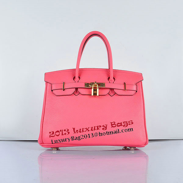 Hermes Birkin 30CM Tote Bags Pink Clemence Leather Gold Hermes Birkin 30CM Tote Bags Pink Clemence Leather Gold