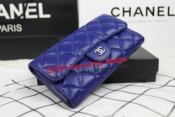 Chanel Tri-Fold Wallet Original Cannage Pattern Leather CHA31506 Blue Chanel Tri-Fold Wallet Original Cannage Pattern Leather CHA31506 Blue