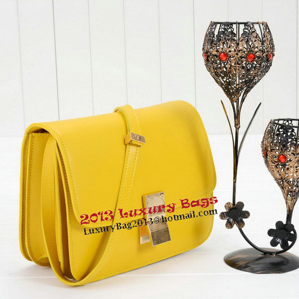 Celine Classic Box Small Flap Bag Smooth Leather 11042 Yellow Celine Classic Box Small Flap Bag Smooth Leather 11042 Yellow