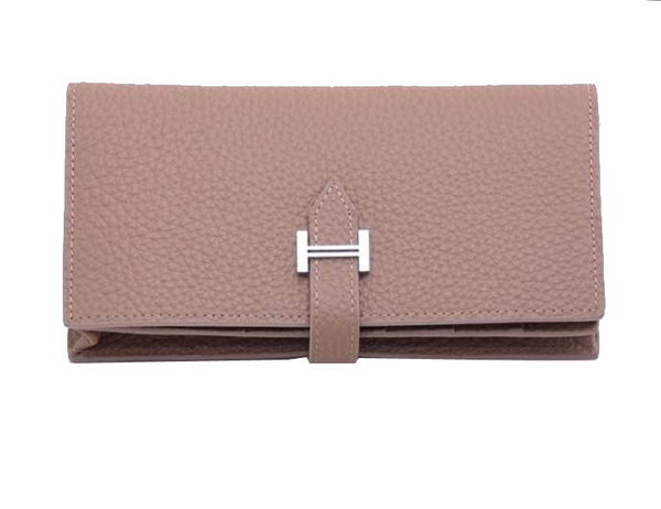 Hermes Bearn Japonaise Bi-Fold Wallet Grainy Leather H68942 Grey