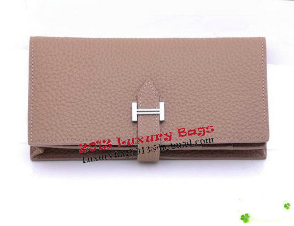 Hermes Bearn Japonaise Bi-Fold Wallet Grainy Leather H68942 Grey Hermes Bearn Japonaise Bi-Fold Wallet Grainy Leather H68942 Grey