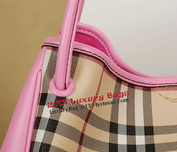 BurBerry Small Haymarket Check Tote Bag B5911 Pink BurBerry Small Haymarket Check Tote Bag B5911 Pink