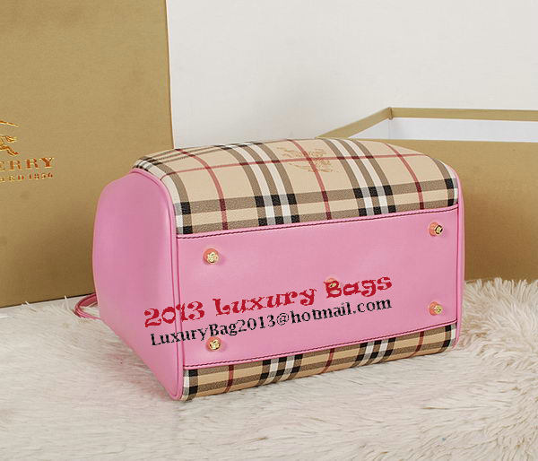 BurBerry Small Haymarket Check Tote Bag B5911 Pink BurBerry Small Haymarket Check Tote Bag B5911 Pink