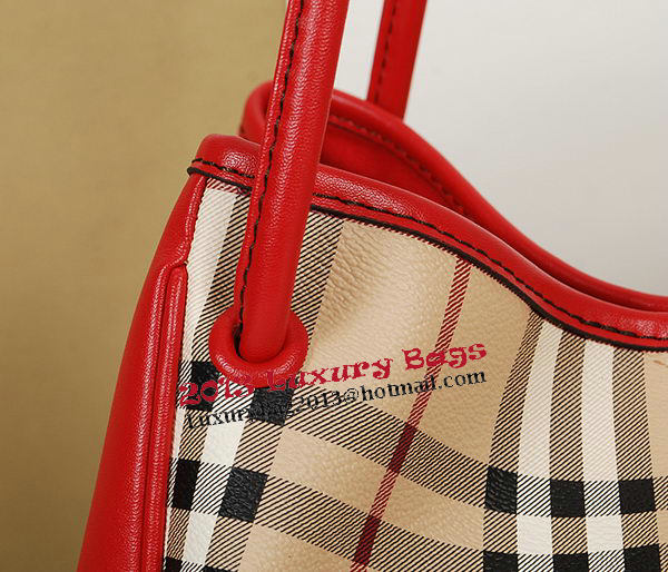 BurBerry Small Haymarket Check Tote Bag B5911 Red BurBerry Small Haymarket Check Tote Bag B5911 Red