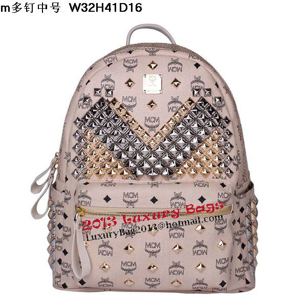 MCM Medium Stark Front Studs Backpack MC4237 Beige MCM Medium Stark Front Studs Backpack MC4237 Beige