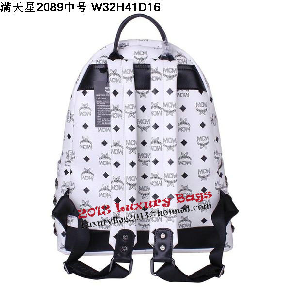 MCM Stark Studded Medium Backpack MC2089 White MCM Stark Studded Medium Backpack MC2089 White