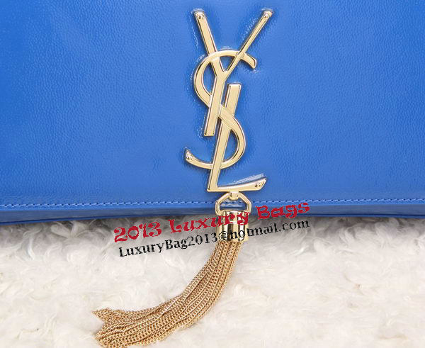 YSL Classic Monogramme Tassel Patent Leather Clutch Bag Y8908 Blue YSL Classic Monogramme Tassel Patent Leather Clutch Bag Y8908 Blue