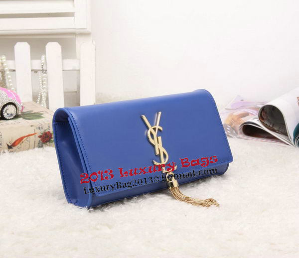 YSL Classic Monogramme Tassel Smooth Leather Clutch Bag Y8908 Blue YSL Classic Monogramme Tassel Smooth Leather Clutch Bag Y8908 Blue