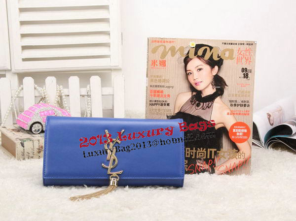 YSL Classic Monogramme Tassel Smooth Leather Clutch Bag Y8908 Blue YSL Classic Monogramme Tassel Smooth Leather Clutch Bag Y8908 Blue