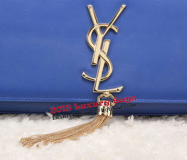 YSL Classic Monogramme Tassel Smooth Leather Clutch Bag Y8908 Blue YSL Classic Monogramme Tassel Smooth Leather Clutch Bag Y8908 Blue