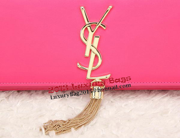YSL Classic Monogramme Tassel Smooth Leather Clutch Bag Y8908 Rose
