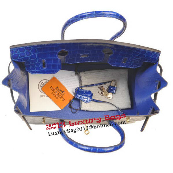 Hermes Birkin 35CM Tote Bag Blue Iridescent Croco Leather Gold Hermes Birkin 35CM Tote Bag Blue Iridescent Croco Leather Gold