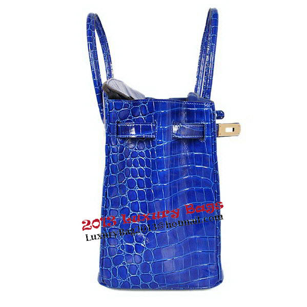 Hermes Birkin 35CM Tote Bag Blue Iridescent Croco Leather Gold Hermes Birkin 35CM Tote Bag Blue Iridescent Croco Leather Gold
