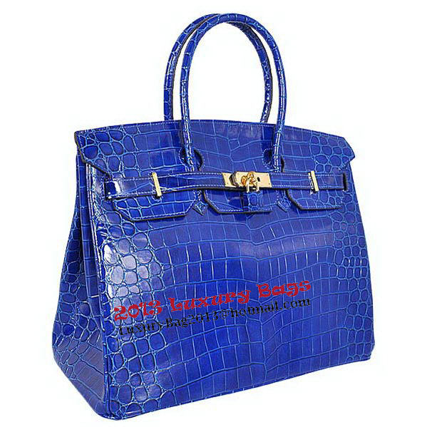 Hermes Birkin 35CM Tote Bag Blue Iridescent Croco Leather Gold Hermes Birkin 35CM Tote Bag Blue Iridescent Croco Leather Gold
