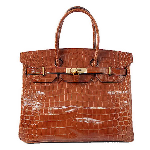 Hermes Birkin 35CM Tote Bag Brown Iridescent Croco Leather Gold