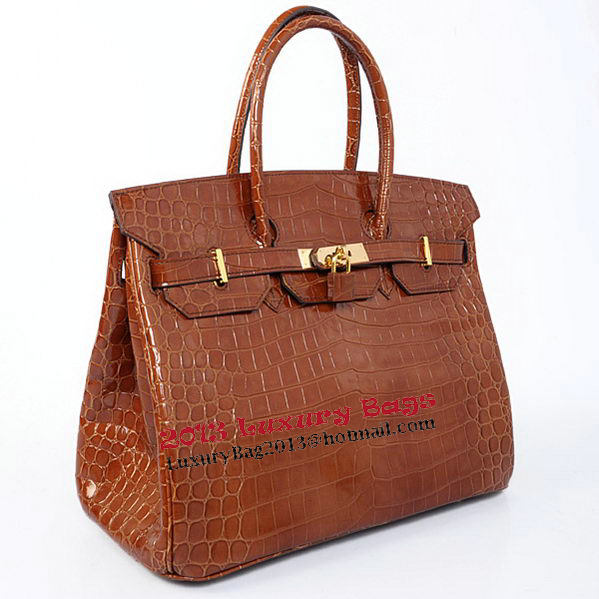 Hermes Birkin 35CM Tote Bag Brown Iridescent Croco Leather Gold Hermes Birkin 35CM Tote Bag Brown Iridescent Croco Leather Gold