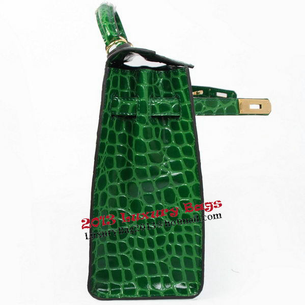 Hermes Kelly 32cm Shoulder Bags Green Iridescent Croco Leather Gold Hermes Kelly 32cm Shoulder Bags Green Iridescent Croco Leather Gold