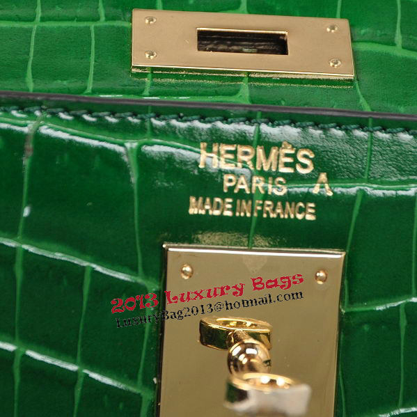 Hermes Kelly 32cm Shoulder Bags Green Iridescent Croco Leather Gold Hermes Kelly 32cm Shoulder Bags Green Iridescent Croco Leather Gold