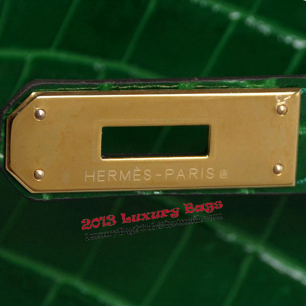 Hermes Kelly 32cm Shoulder Bags Green Iridescent Croco Leather Gold Hermes Kelly 32cm Shoulder Bags Green Iridescent Croco Leather Gold