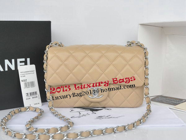 Chanel mini Classic Flap Bag Apricot Original Sheekskin CHA1116 Silver Chanel mini Classic Flap Bag Apricot Original Sheekskin CHA1116 Silver