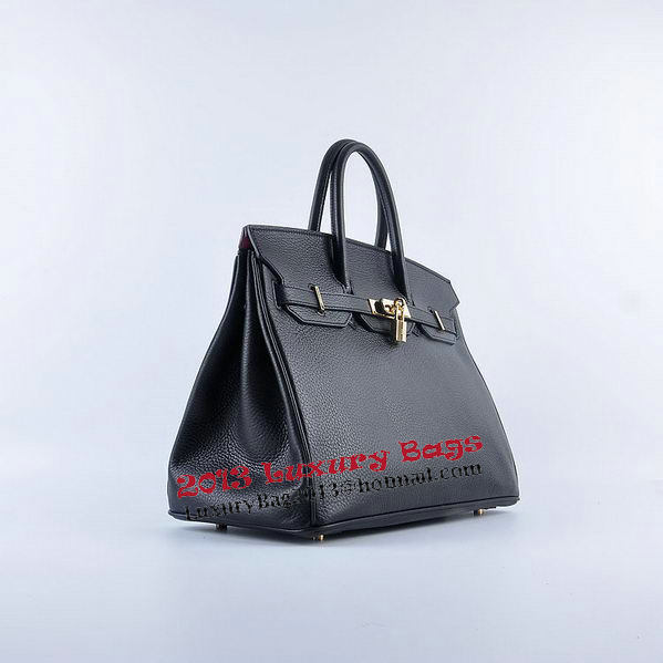 Hermes Birkin 35CM Tote Bag Black Grainy Leather Gold