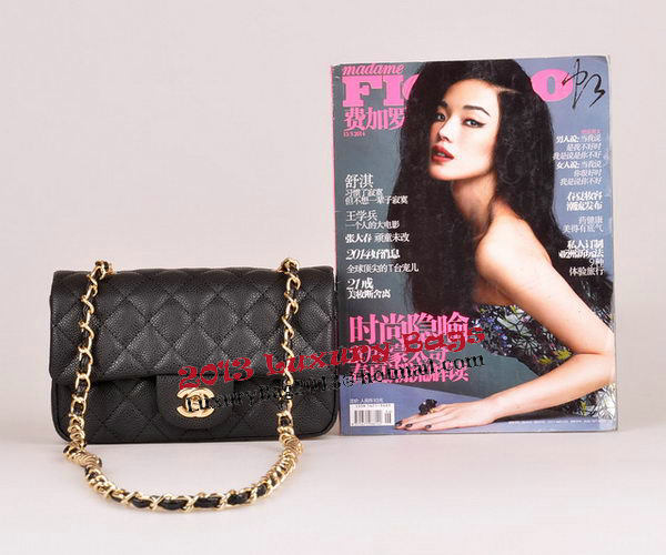 Chanel mini Classic Flap Bag Black Cannage Pattern 1117 Gold Chanel mini Classic Flap Bag Black Cannage Pattern 1117 Gold