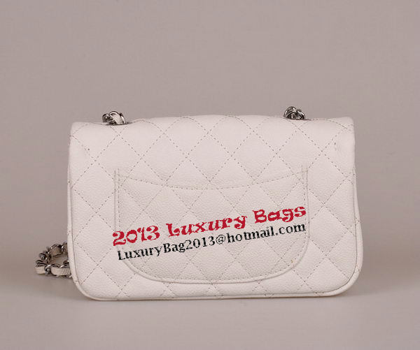 Chanel mini Classic Flap Bag White Cannage Pattern 1117 Silver Chanel mini Classic Flap Bag White Cannage Pattern 1117 Silver