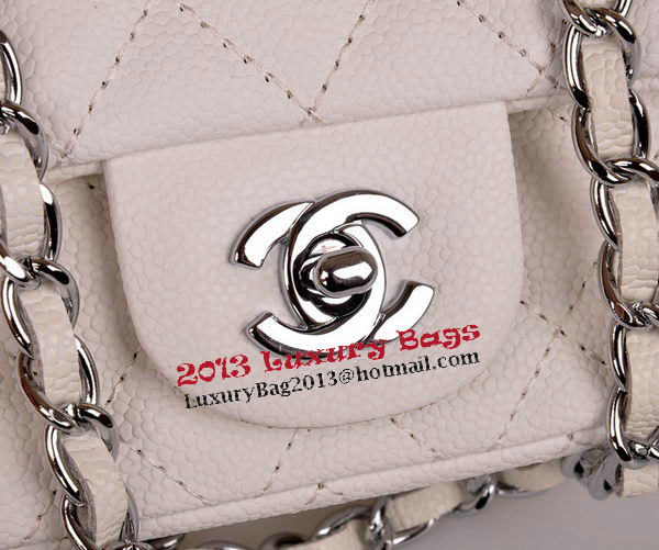 Chanel mini Classic Flap Bag White Cannage Pattern 1117 Silver Chanel mini Classic Flap Bag White Cannage Pattern 1117 Silver