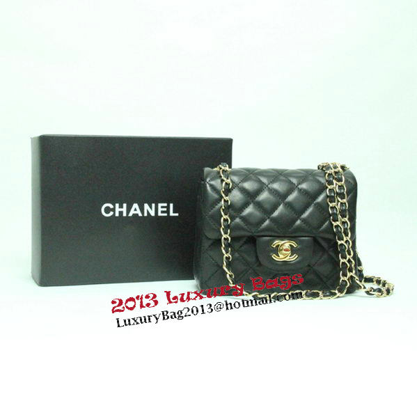 Chanel mini Classic Flap Bag Black Leather 1115 Gold Chain Chanel mini Classic Flap Bag Black Leather 1115 Gold Chain