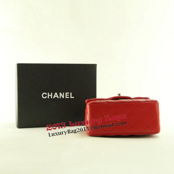 Chanel mini Classic Flap Bag Red Leather 1115 Silver Chain Chanel mini Classic Flap Bag Red Leather 1115 Silver Chain