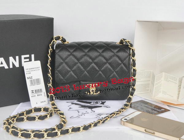 Chanel mini Classic Flap Bag Black Cannage Pattern 1115 Gold Chanel mini Classic Flap Bag Black Cannage Pattern 1115 Gold