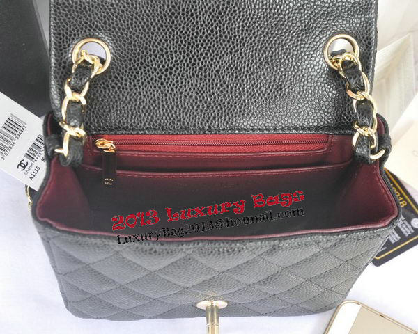 Chanel mini Classic Flap Bag Black Cannage Pattern 1115 Gold Chanel mini Classic Flap Bag Black Cannage Pattern 1115 Gold