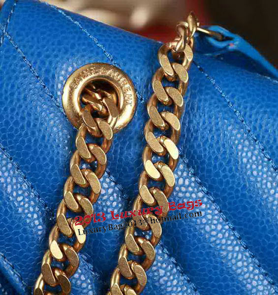 Saint Laurent Classic Monogramme Cannage Pattern Flap Bag Y5480 Blue Saint Laurent Classic Monogramme Cannage Pattern Flap Bag Y5480 Blue