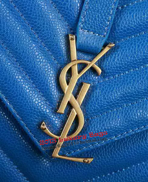 Saint Laurent Classic Monogramme Cannage Pattern Flap Bag Y5480 Blue Saint Laurent Classic Monogramme Cannage Pattern Flap Bag Y5480 Blue