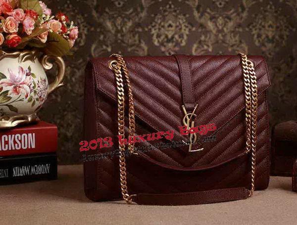 Saint Laurent Classic Monogramme Cannage Pattern Flap Bag Y5480 Burgundy Saint Laurent Classic Monogramme Cannage Pattern Flap Bag Y5480 Burgundy