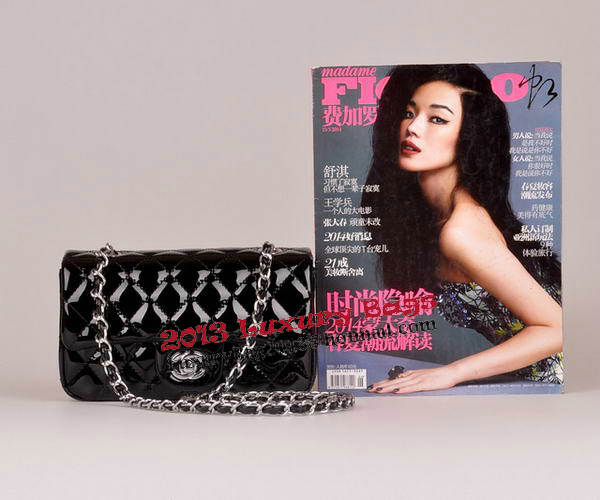 Chanel mini Classic Flap Bag Black Patent Leather 1117 Silver Chanel mini Classic Flap Bag Black Patent Leather 1117 Silver