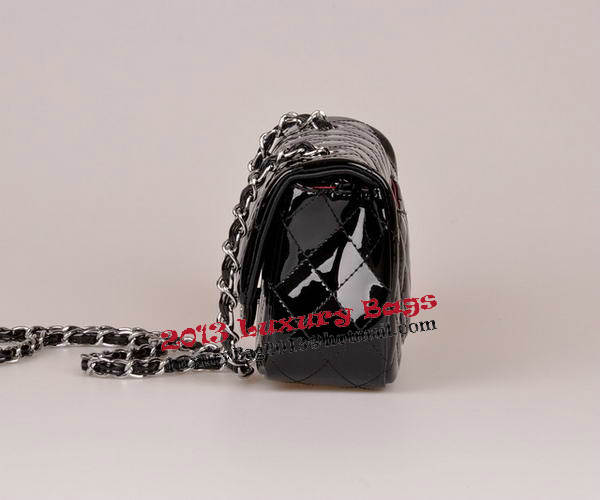 Chanel mini Classic Flap Bag Black Patent Leather 1117 Silver Chanel mini Classic Flap Bag Black Patent Leather 1117 Silver