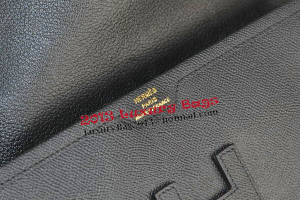 Hermes Jige Clutch Bag Calfskin Leather Black Hermes Jige Clutch Bag Calfskin Leather Black