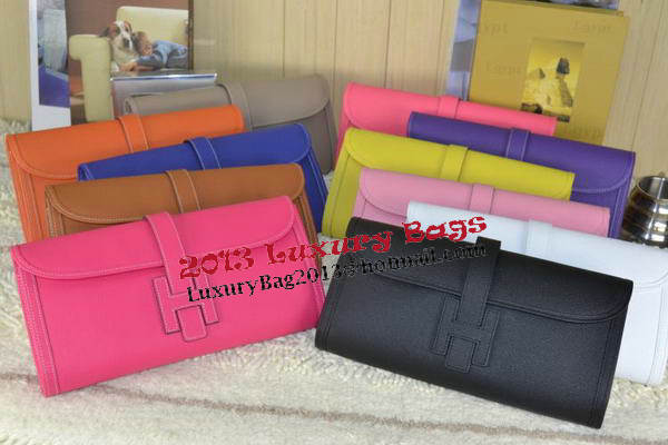 Hermes Jige Clutch Bag Calfskin Leather Lemon Hermes Jige Clutch Bag Calfskin Leather Lemon
