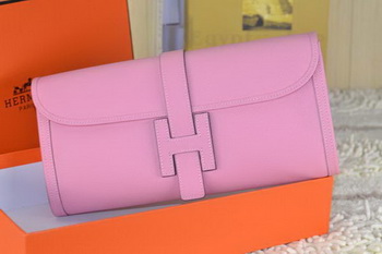 Hermes Jige Clutch Bag Calfskin Leather Pink Hermes Jige Clutch Bag Calfskin Leather Pink