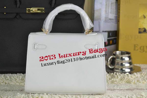 Hermes Kelly 22cm Tote Bag Calfskin Leather White