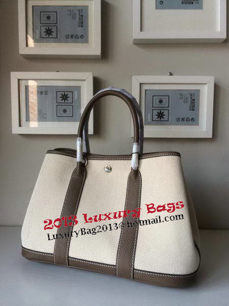 Hermes Garden Party 30CM Bag Canvas Leather H11S Grey Hermes Garden Party 30CM Bag Canvas Leather H11S Grey